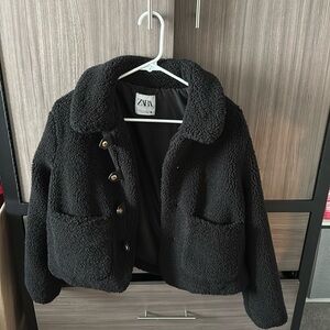 Black Zara Sharpa Jacket